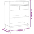 Tavolo da bar rettangolare 92x45x110 cm, in legno massello di pino marrone con piano robusto, finitura rovere