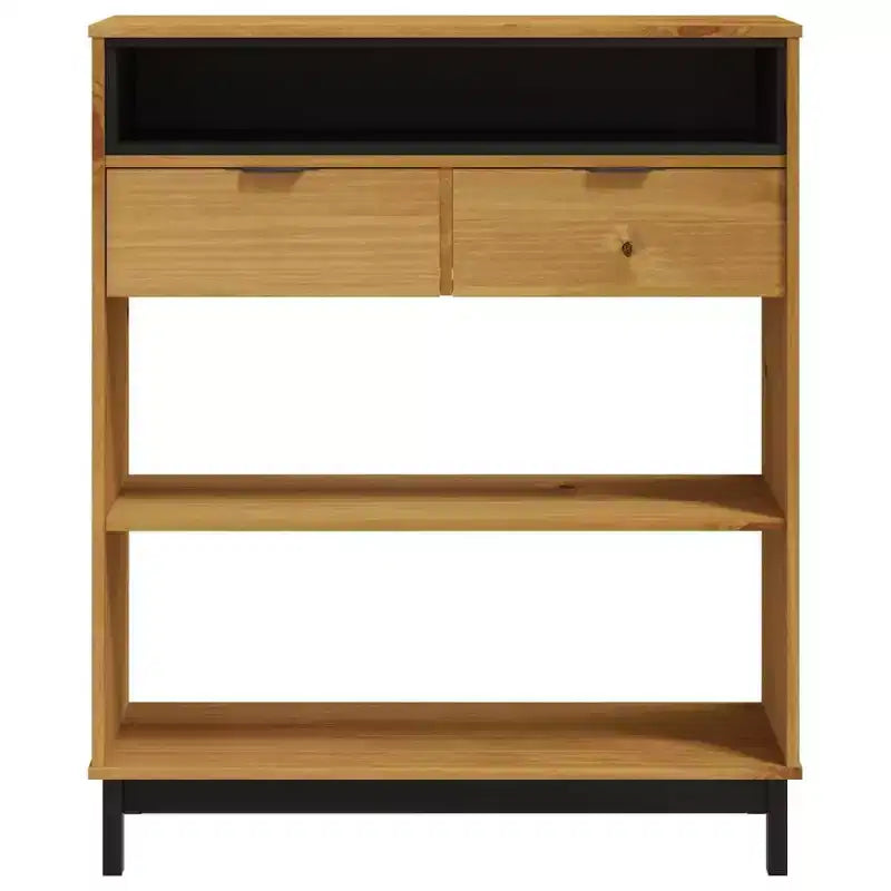 Tavolo da bar rettangolare 92x45x110 cm, in legno massello di pino marrone con piano robusto, finitura rovere