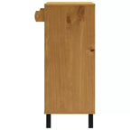Tavolo da bar rettangolare 92x45x110 cm, in legno massello di pino marrone con piano robusto, finitura rovere