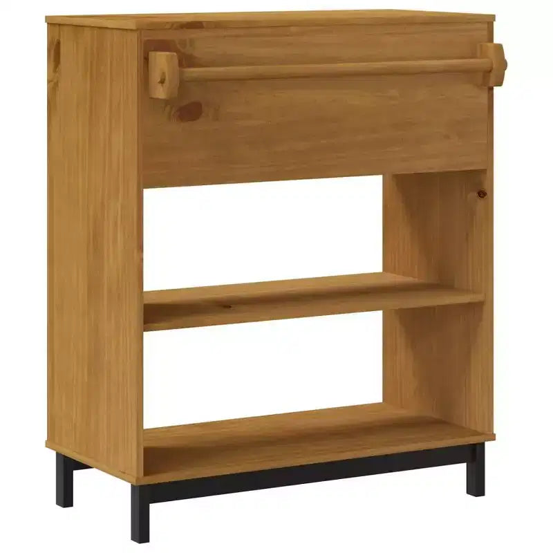Tavolo da bar rettangolare 92x45x110 cm, in legno massello di pino marrone con piano robusto, finitura rovere
