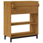 Tavolo da bar rettangolare 92x45x110 cm, in legno massello di pino marrone con piano robusto, finitura rovere