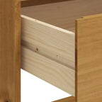 Tavolo da bar rettangolare 92x45x110 cm, in legno massello di pino marrone con piano robusto, finitura rovere