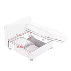Elegante divano in ciniglia bianca con seduta contenitore e pouf, a U a 3 posti con schienale e braccioli cilindrici