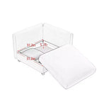Elegante divano in ciniglia bianca con seduta contenitore e pouf, a U a 3 posti con schienale e braccioli cilindrici