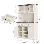 Dispensa da Cucina Alta 183 cm con 4 Ante e 2 Cassetti, Portabottiglie, Ampio Contenitore da Cucina, Ripiani Regolabili, Mobile Bar per Caffè e Vino