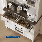 Dispensa da Cucina Alta 183 cm con 4 Ante e 2 Cassetti, Portabottiglie, Ampio Contenitore da Cucina, Ripiani Regolabili, Mobile Bar per Caffè e Vino