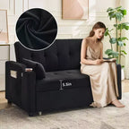 Divano letto convertibile 3 in 1, Divani in velluto a coste con letto estraibile, Schienale regolabile, Porta di ricarica, Divano moderno per soggiorno