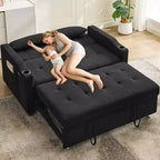 Divano letto convertibile 3 in 1, Divani in velluto a coste con letto estraibile, Schienale regolabile, Porta di ricarica, Divano moderno per soggiorno