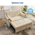 Divano letto convertibile 3 in 1, Divani in velluto a coste con letto estraibile, Schienale regolabile, Porta di ricarica, Divano moderno per soggiorno