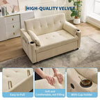 Divano letto convertibile 3 in 1, Divani in velluto a coste con letto estraibile, Schienale regolabile, Porta di ricarica, Divano moderno per soggiorno