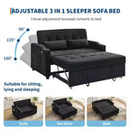 Divano letto convertibile 3 in 1, Divani in velluto a coste con letto estraibile, Schienale regolabile, Porta di ricarica, Divano moderno per soggiorno