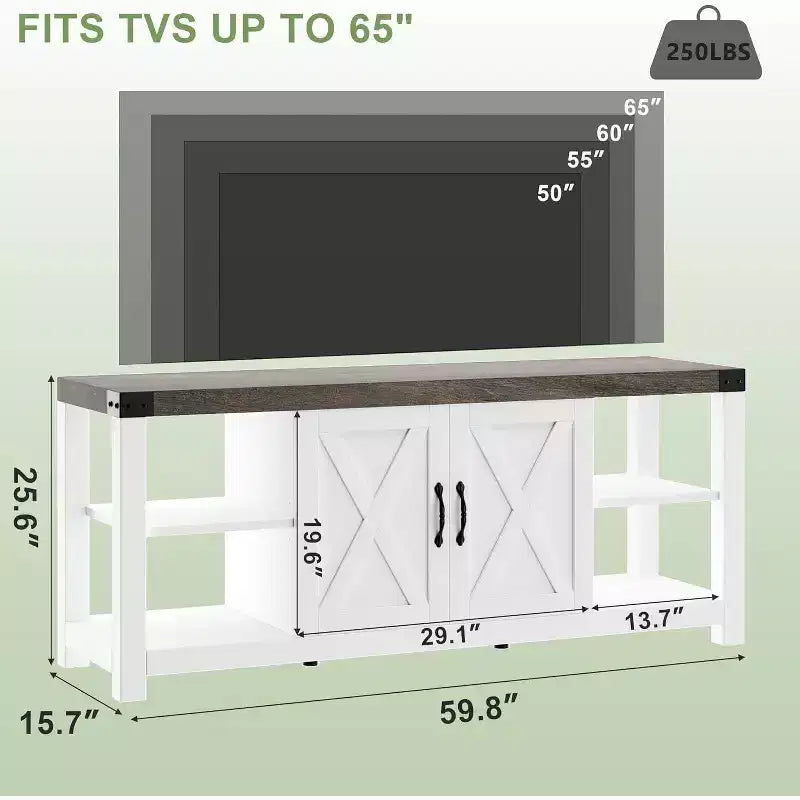 Mobile TV a X da 60 pollici per TV da 65 pollici - Mobile multimediale P2 ecologico con ripiani regolabili, moderno centro di intrattenimento per soggiorno e camera da letto