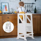 Wooden Toddler Step Stool,White Toddler Tower with Chalkboard & Whiteboard