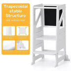 Sgabello in legno per bambini, Torre di apprendimento bianca per bambini con lavagna e lavagna magnetica