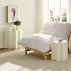 Set 2 tavolini da caffè in fibra di vetro, tavolino da salotto, tavolino d'appoggio, tavolino da cocktail, tavolino centrale, design a bordo ondulato, beige, nessun assemblaggio richiesto