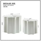 Set 2 tavolini da caffè in fibra di vetro, tavolino da salotto, tavolino d'appoggio, tavolino da cocktail, tavolino centrale, design a bordo ondulato, beige, nessun assemblaggio richiesto