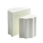 Set 2 tavolini da caffè in fibra di vetro, tavolino da salotto, tavolino d'appoggio, tavolino da cocktail, tavolino centrale, design a bordo ondulato, beige, nessun assemblaggio richiesto