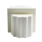 Set 2 tavolini da caffè in fibra di vetro, tavolino da salotto, tavolino d'appoggio, tavolino da cocktail, tavolino centrale, design a bordo ondulato, beige, nessun assemblaggio richiesto