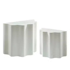 Set 2 tavolini da caffè in fibra di vetro, tavolino da salotto, tavolino d'appoggio, tavolino da cocktail, tavolino centrale, design a bordo ondulato, beige, nessun assemblaggio richiesto