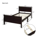 Letto a piattaforma in legno Letto singolo con testiera, pediera e doghe in legno