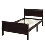 Letto a piattaforma in legno Letto singolo con testiera, pediera e doghe in legno