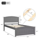 Letto a piattaforma in legno a una piazza con testiera, pediera e doghe in legno, color espresso