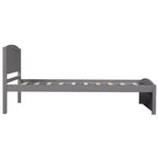 Letto a piattaforma in legno a una piazza con testiera, pediera e doghe in legno, color espresso
