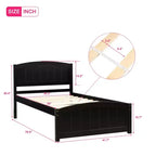 Letto a piattaforma in legno a una piazza con testiera, pediera e doghe in legno, color espresso
