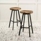 GDFStudio Malia Pinewood and Iron 31.5 Inch Backless Swivel Barstools (Set of 2)