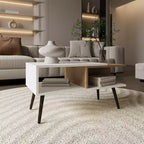 MAYEERTY Multicolor Scandinavian Coffee Table with 2 Shelves 4 legs White and Natural Oak