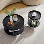 Tavolini da caffè moderni con design a nido, tavolini laterali rotondi a 2 ripiani, facili da montare per soggiorno/camera da letto/balcone/giardino