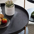 Tavolini da caffè moderni con design a nido, tavolini laterali rotondi a 2 ripiani, facili da montare per soggiorno/camera da letto/balcone/giardino