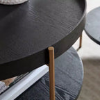 Tavolini da caffè moderni con design a nido, tavolini laterali rotondi a 2 ripiani, facili da montare per soggiorno/camera da letto/balcone/giardino