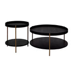 Tavolini da caffè moderni con design a nido, tavolini laterali rotondi a 2 ripiani, facili da montare per soggiorno/camera da letto/balcone/giardino