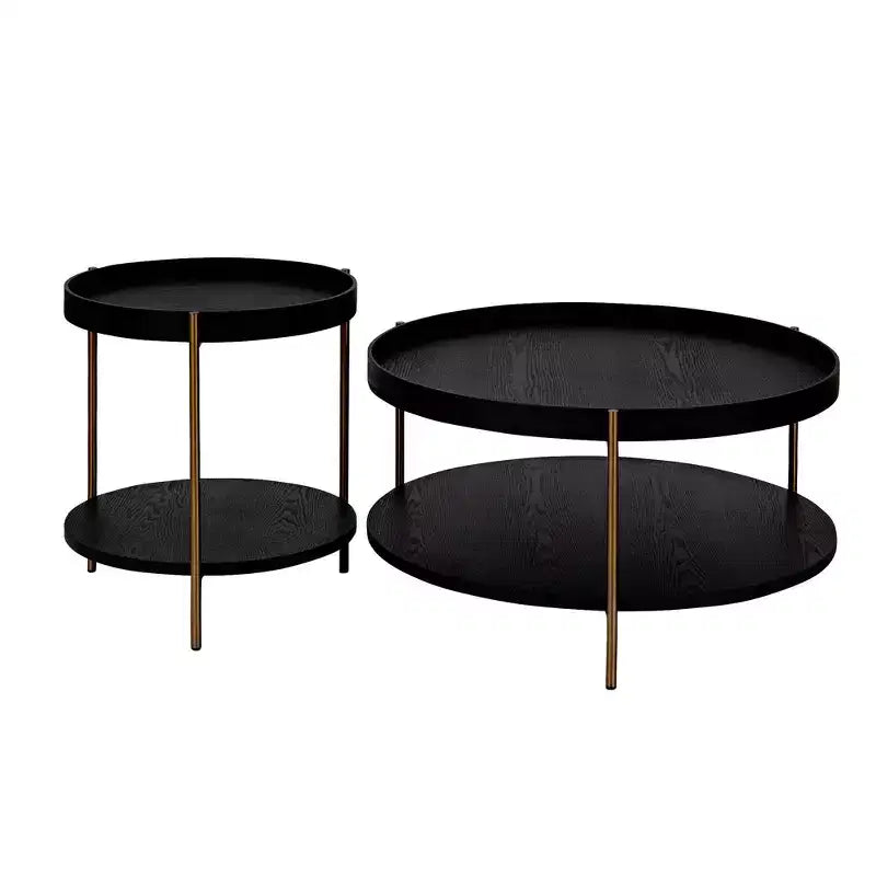 Tavolini da caffè moderni con design a nido, tavolini laterali rotondi a 2 ripiani, facili da montare per soggiorno/camera da letto/balcone/giardino