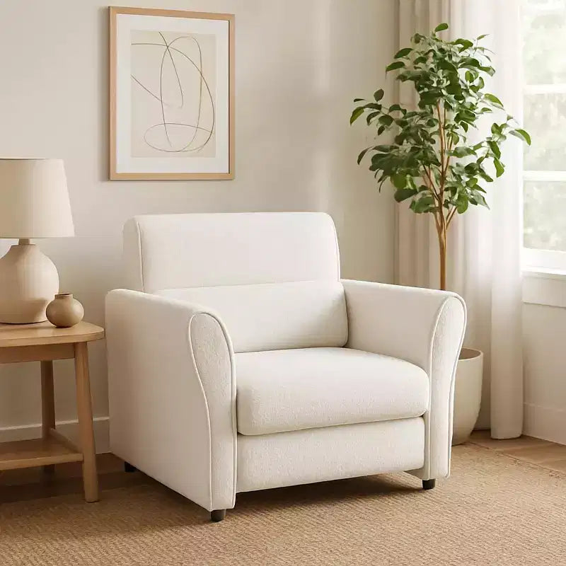 Poltrona in velluto stile Mid-Century per salotto, sedia imbottita per lettura