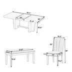 Set da pranzo allungabile con panca e 4 sedie
