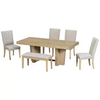 Set da pranzo allungabile con panca e 4 sedie