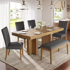 Set da pranzo allungabile con panca e 4 sedie