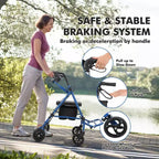 Rollator Walker for Seniors with Seat, 3 in 1 Walker Wheelchair Combo, Transport Wheelchair Medical Walker All Terrain for Adult