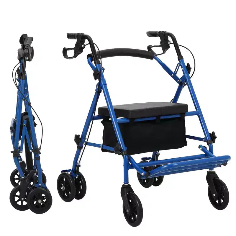 Deambulatore Rollator per Anziani con Seduta, Combo 3 in 1 Deambulatore Sedia a Rotelle, Deambulatore Medico Sedia a Rotelle da Trasporto per Adulti Tutti i Terreni