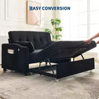 Divano letto convertibile 3 in 1, divano moderno rivestito, divanetto letto in velluto a coste con letto estraibile, schienale regolabile, per soggiorno