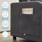 Divano letto convertibile 3 in 1, divano moderno rivestito, divanetto letto in velluto a coste con letto estraibile, schienale regolabile, per soggiorno