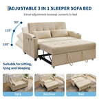 Divano letto convertibile 3 in 1, divano moderno rivestito, divanetto letto in velluto a coste con letto estraibile, schienale regolabile, per soggiorno