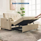 Divano letto convertibile 3 in 1, divano moderno rivestito, divanetto letto in velluto a coste con letto estraibile, schienale regolabile, per soggiorno