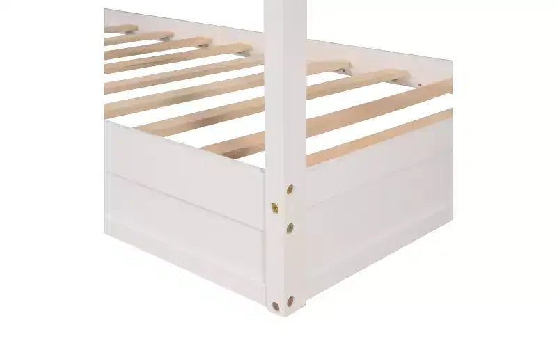 Letto a castello a forma di L in legno per bambini, con recinzione e rete a doghe per camera da letto
