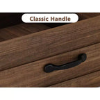 Tavolino da salotto con cassetti, 120 cm, stile country, con ripiani a giorno e 6 gambe di supporto.