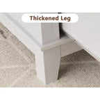 Tavolino da salotto con cassetti, 120 cm, stile country, con ripiani a giorno e 6 gambe di supporto.