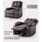 Poltrona reclinabile girevole manuale oversize con funzione riscaldante e massaggiante, in similpelle imbottita, poltrona girevole "Lazy Boy" per adulti