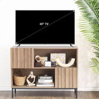 Madia semi-aperta, credenza da 100 cm con motivo ondulato e gambe in metallo, tavolo consolle marrone rovere e nero per soggiorno, sala da pranzo, ingresso